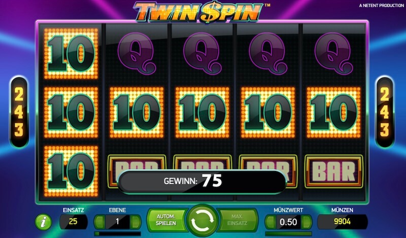 twin spin gewinn