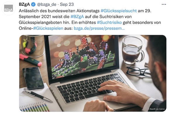 BZgA informiert auf Twitter über den Aktionstag gegen Glücksspielsucht 