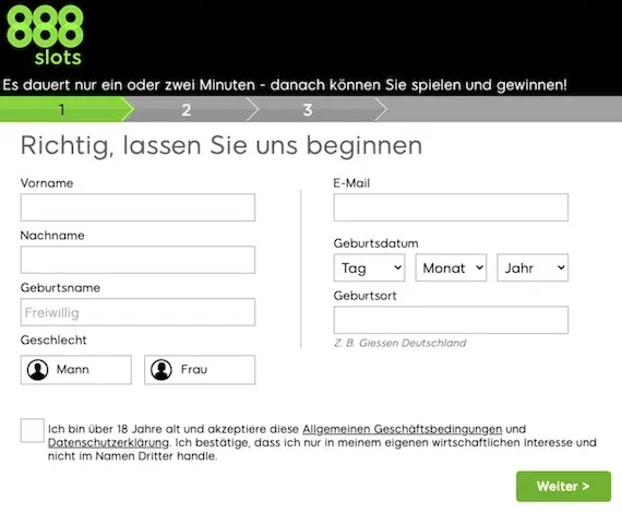 888 slots registrierung