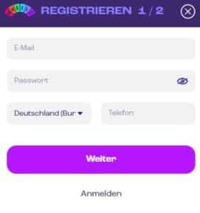 Wheelz Registrierungsformular 