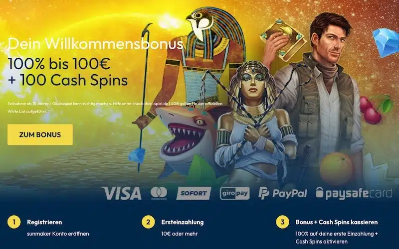 Sunmaker Bonus & Freispiele für Neukunden